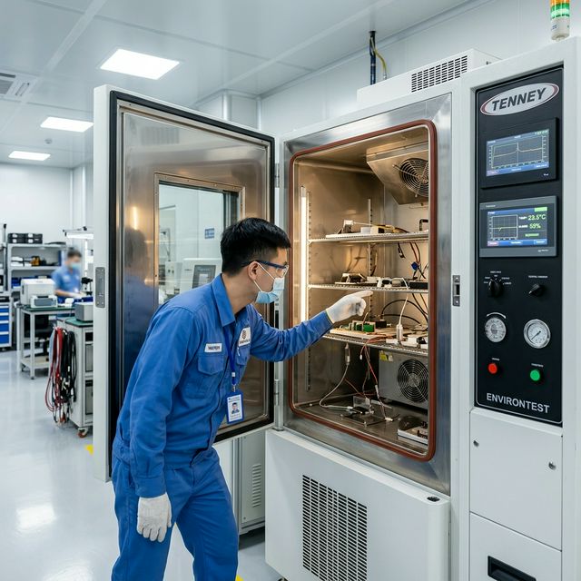 Kỹ sư sửa chữa tủ thử nghiệm nhiệt độ độ ẩm Chamber tại nhà máy KCN