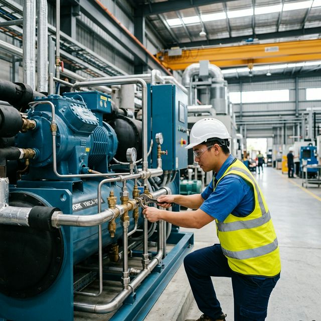 sửa chữa hệ thống lạnh công nghiệp - bảo trì chiller tại KCN