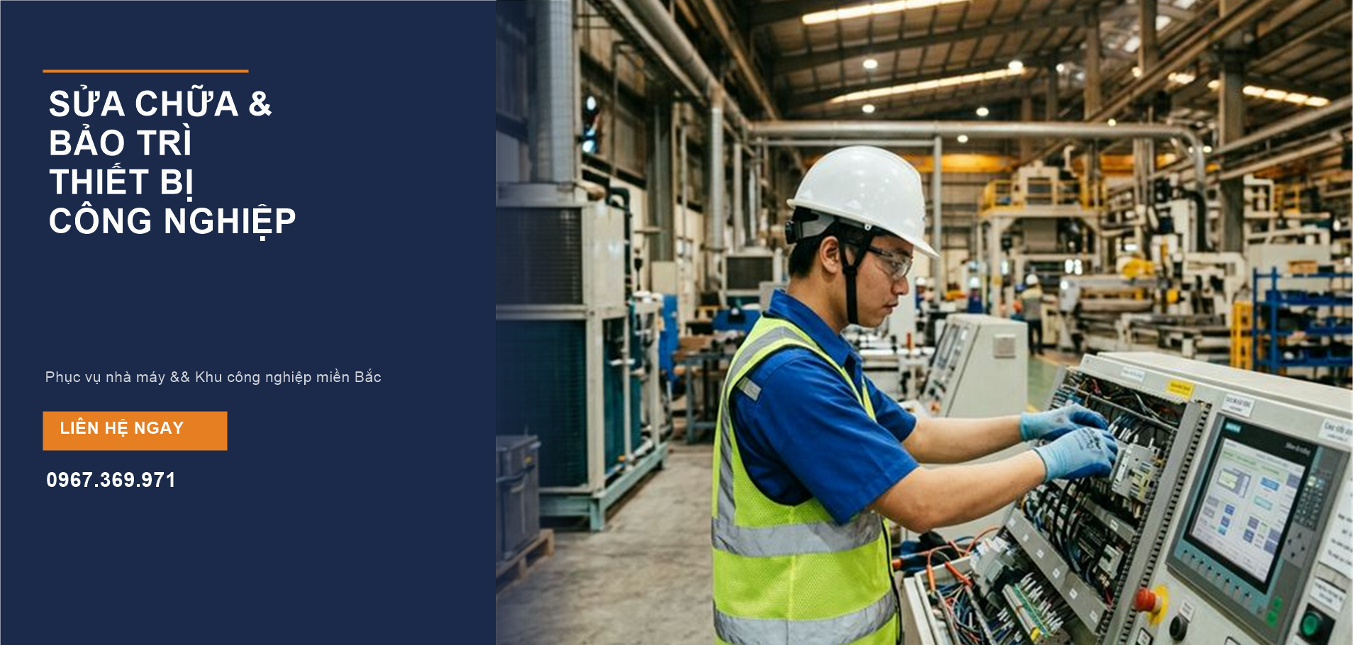 Kỹ thuật viên sửa chữa thiết bị công nghiệp tại nhà máy